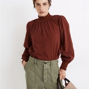 Madewell Sheer-Sleeve Mockneck Top